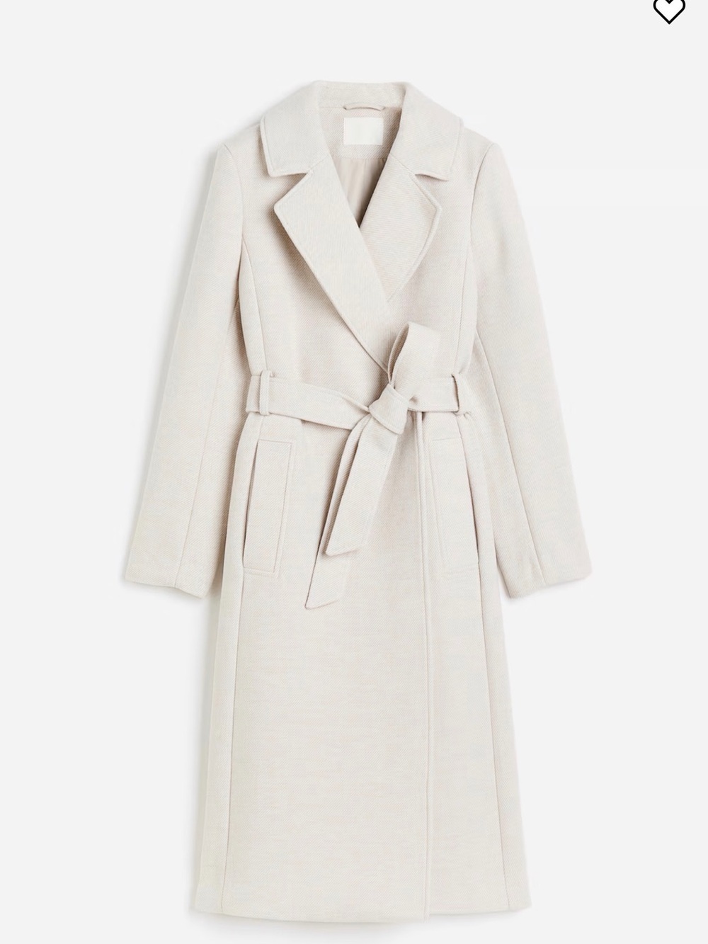 H&M Cream Belted Wrap Trench Coat